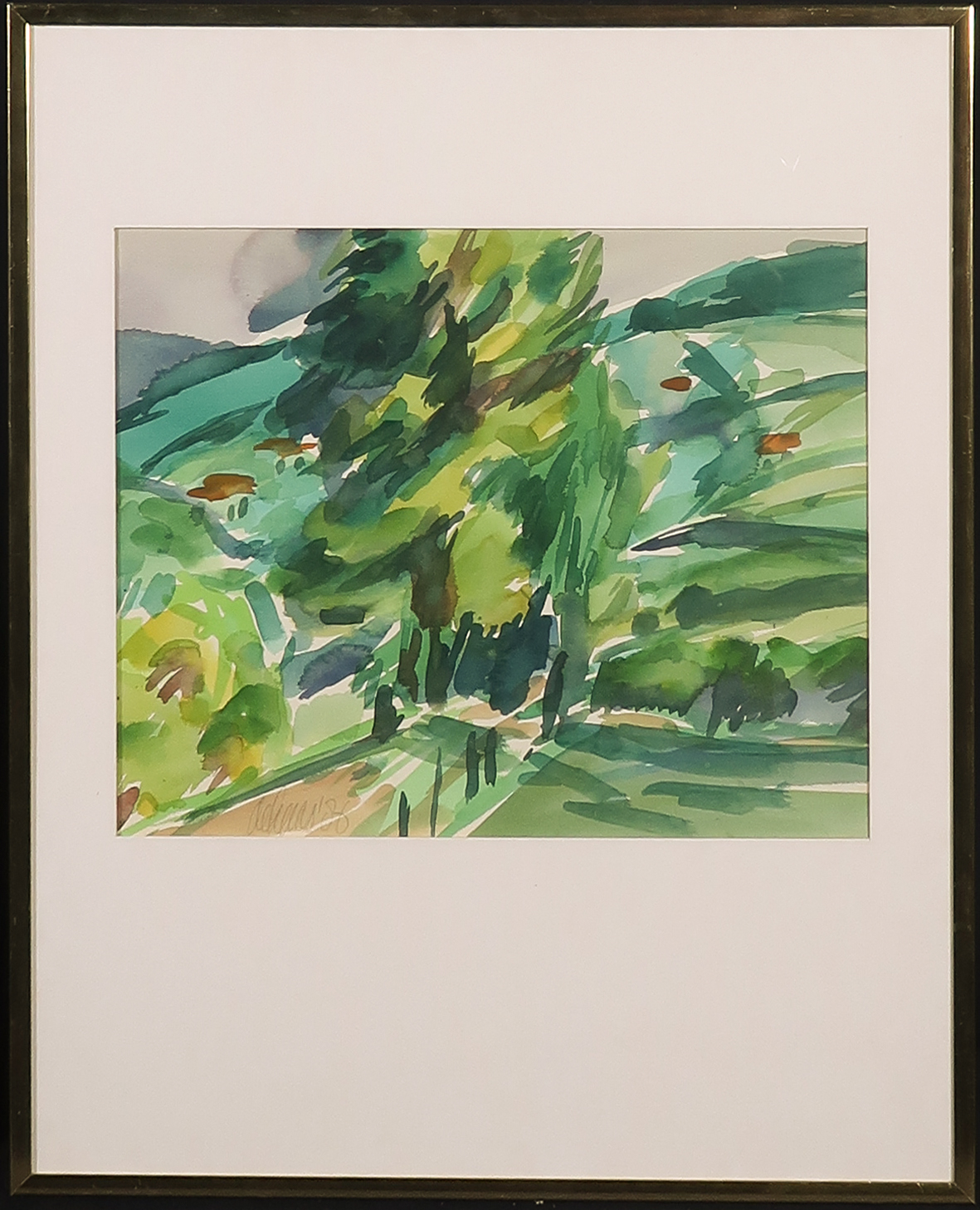 Toon de Haas - Aquarel, Frankrijk - Ingelijst verkocht voor € 50!