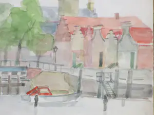 Jos van den Berg - Haven- en stadsgezicht van Veere - Aquarellen kopen? Bied vanaf 50!