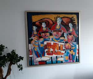 Martin van Wordragen - 'SCHUTTERSFEEST' Kleurrijk en zeer groot! verkocht voor € 795!