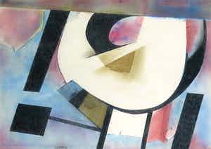 Theo Bitter - Gemengde techniek op papier, Abstract - Ingelijst verkocht voor € 100!
