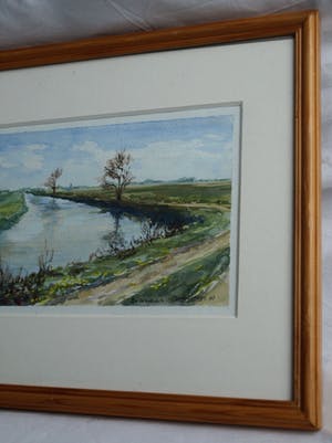 Niet of onleesbaar gesigneerd - Ingelijste aquarel, “Boterdiep, Groningen” – gesigneerd - 1998 kopen? Bied vanaf 1!