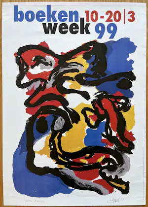 Karel Appel - Boekenweek 1999 - werk zonder titel uit 1958 - gesigneerd in de druk. kopen? Bied vanaf 20!