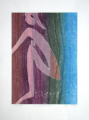 Franz Eggenschwiler - Vogelfrau - 1991 - Originele houtsnede - gesigneerd en genummerd kopen? Bied vanaf 70!