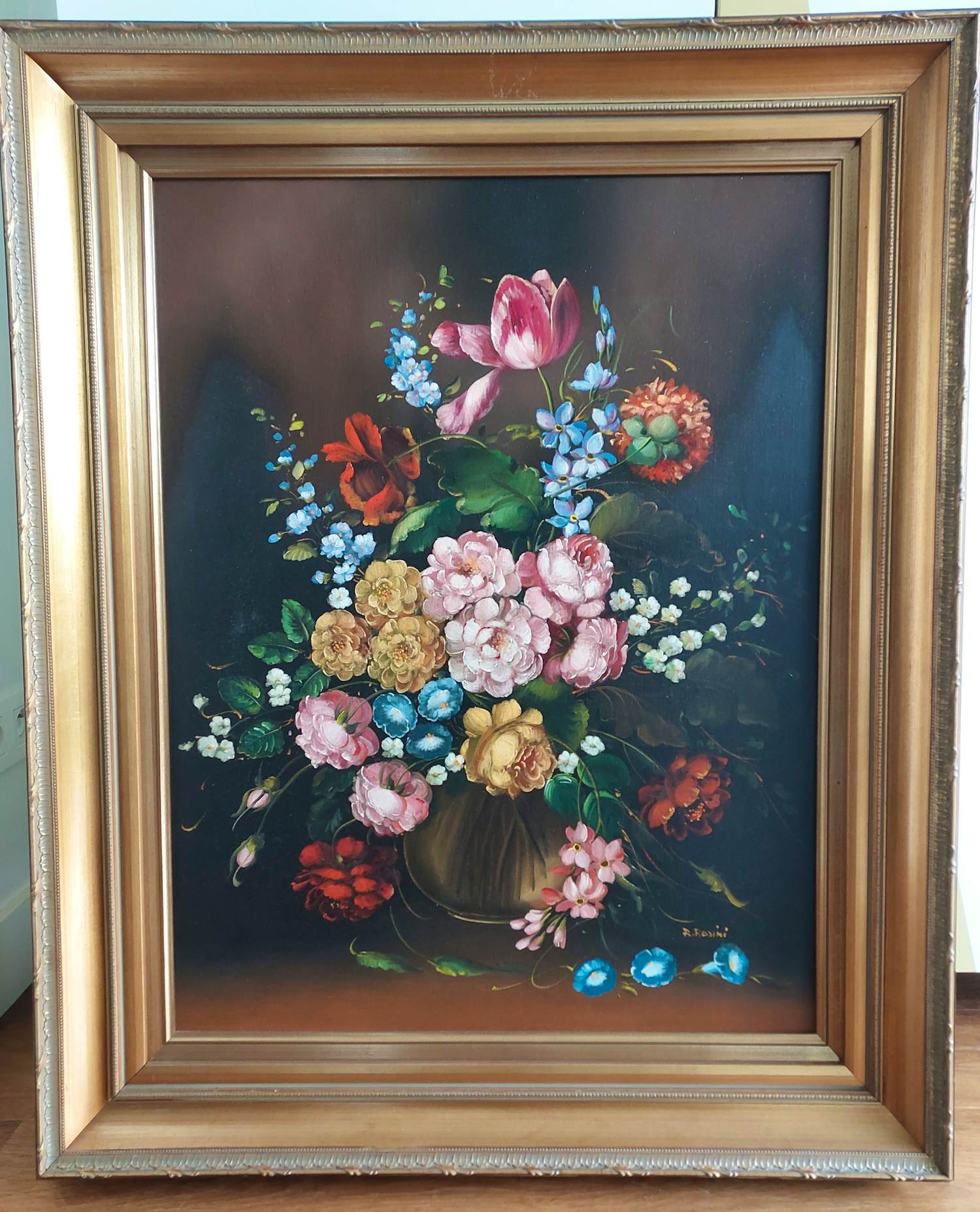 R. Rosini - Stilleven met lage bloemenvaas kopen? Bied vanaf 400!