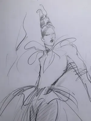 Henri Matchavariani - Henri Matchavariani: De jurk van Thierry Mugler - Grote pasteltekening - 2000 kopen? Bied vanaf 185!