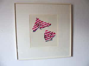 Loes Huis in 't Veld - Hand gesigneerde zeefdruk ' Gescheurd papier ros ' verkocht voor € 35!