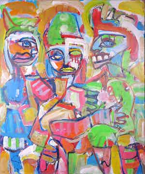 Christine Spierings - Olieverf op doek, Zonder titel (Groot) verkocht voor € 100!