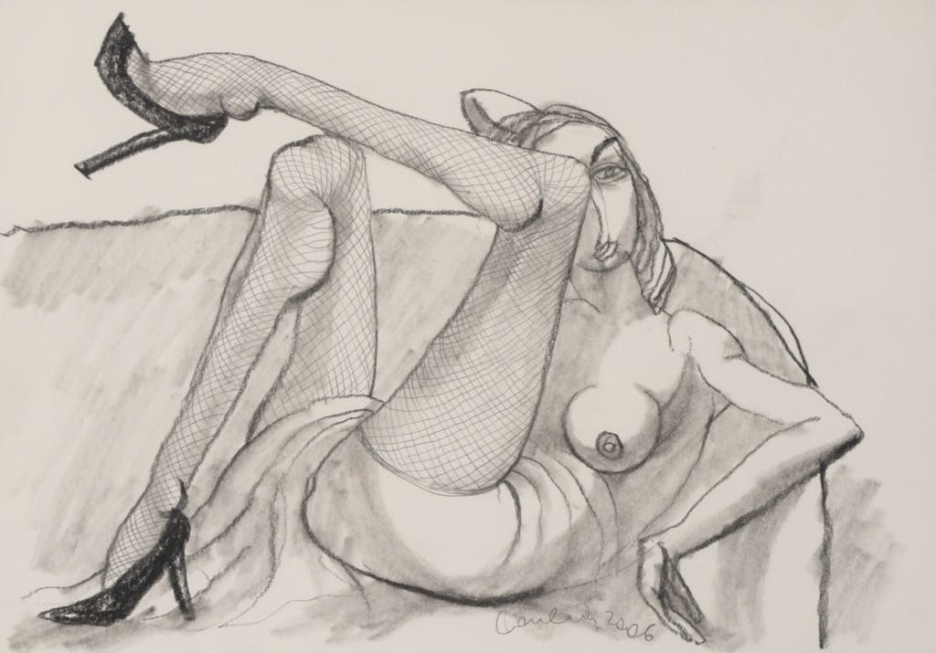 Valery Konevin - Valery Konevin: Potloodtekening, Erotische scene - Ingelijst kopen? Bied vanaf 80!