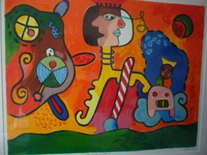 Wendie Brauckmann - Kleurenzeefdruk, "DE WIJDE WERELD IN". ----INGELIJST. kopen? Bied vanaf 35!