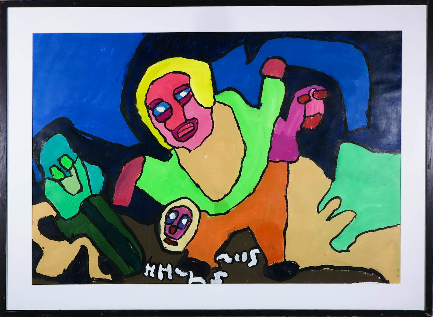 Hans Hartman - Acryl op papier, Zonder titel - Ingelijst kopen? Bied vanaf 40!