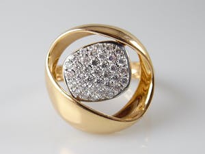 18k roségouden ring met 0.43 ct F-VVS diamanten - ringmaat 17,25 mm (54) kopen? Bied vanaf 450!