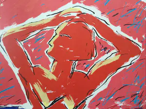 Albert Merz - Badende vrouw | kleuren zeefdruk - ingelijst kopen? Bied vanaf 64!