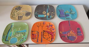 Curiosa - Zes Niftrix Ornamin Melamine ontbijt/serveerbordjes ontwerp Wiederkehr kopen? Bied vanaf 1!