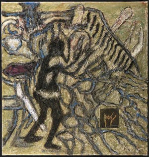 Pieter Haan - Acryl en collage op doek, Zonder titel - Ingelijst kopen? Bied vanaf 1!