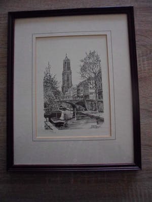 Jos van Dijk - Ets , Oude Gracht te Utrecht kopen? Bied vanaf 10!