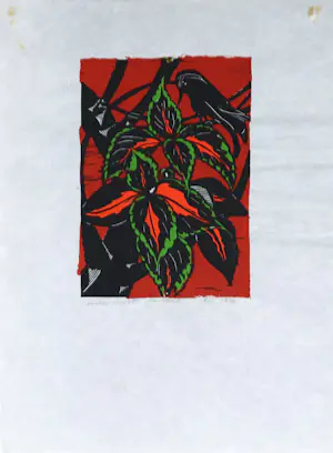 Gunther Borst - Linosnede, Plant en vogel kopen? Bied vanaf 1!