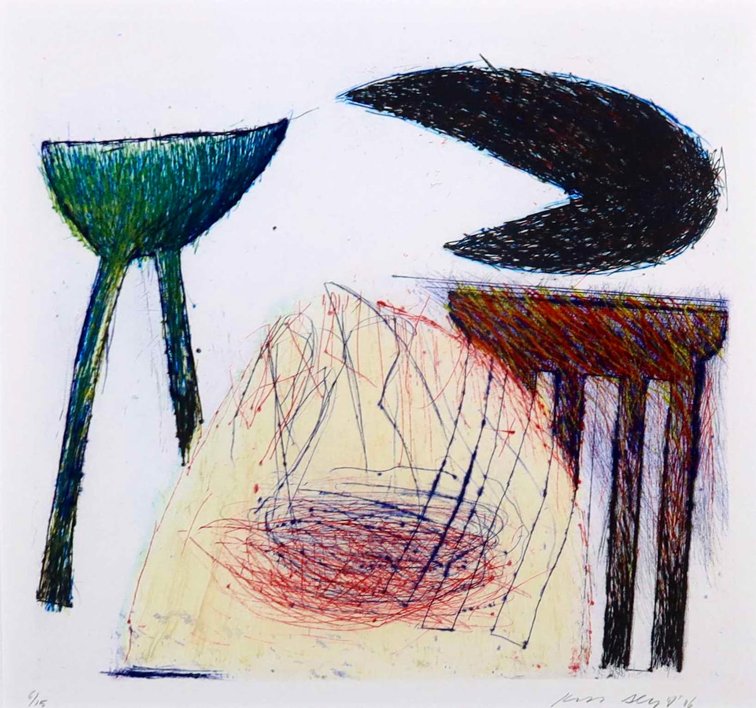 Kees Slegt - Ets, Zonder titel verkocht voor € 1!