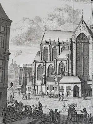 Caspar Commelin - Amsterdam, De Dam - De Niewe Kerk. Commelin 1691 kopen? Bied vanaf 50!