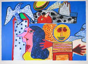 Corneille - Zeefdruk, Variatons sur le theme Pinocchio (Groot) verkocht voor € 300!