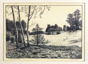 Jan Ouwersloot - Litho, Zandverstuiving verkocht voor € 1!