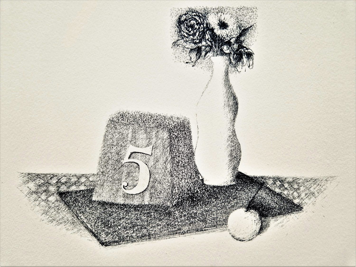 Metten Koornstra - 1972 - karakteristieke & grote Litho "stilleven met vaasje en kers" gesigneerd kopen? Bied vanaf 1!