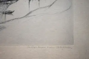 Antoon Derkzen van Angeren - Schepen aangemeerd achter de duinen. kopen? Bied vanaf 50!