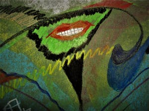 Paul Koning - Bijzonder Psychedelisch 1974 Pastel krijt "Leven is verduiveld Vermoeiend" gesig kopen? Bied vanaf 10!