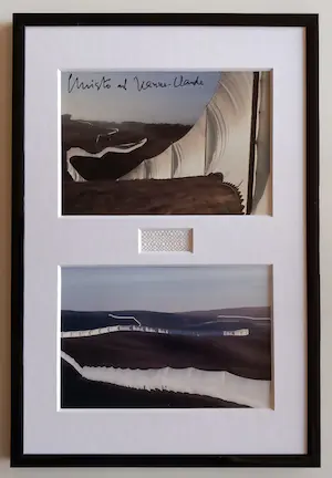 Christo - Running Fence – artcard signed + 1 - met origineel stofstuk kopen? Bied vanaf 390!