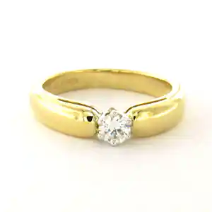 18k bicolour gouden solitair ring met briljant geslepen diamant tot. 0.22ct kaufen? Bieten Sie von 710!