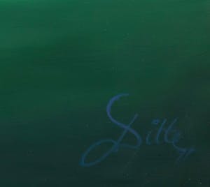 Franscz Witte - Beschilderd houten object met lamp, Landschap met draaiend paar (Groot!) kopen? Bied vanaf 50!