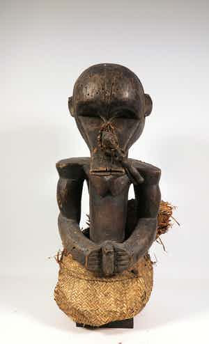 Fang - Hout en koper/messing, Fetishbeeld verkocht voor € 1!