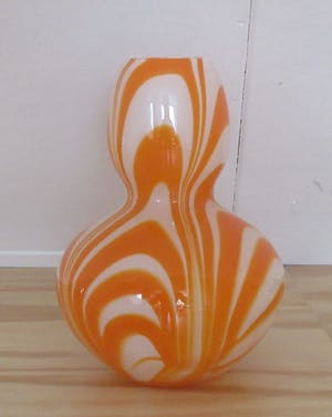 Carlo Moretti - Oranje witte gemarmerde design glazen vaas kopen? Bied vanaf 65!