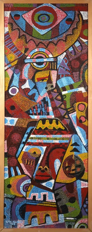 Uti Ndueze - Acryl op doek, Abstracte compositie - Ingelijst (Groot) kopen? Bied vanaf 100!