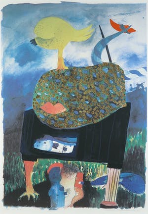 Michel van Overbeeke - Litho met Bladgoud - The Kiss - Ingelijst kopen? Bied vanaf 75!