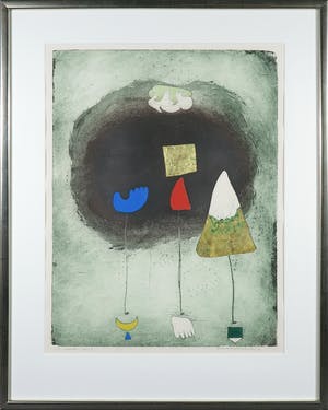 Michel van Overbeeke - Kleurenets met bladgoud, Mountain story I - Ingelijst kopen? Bied vanaf 50!