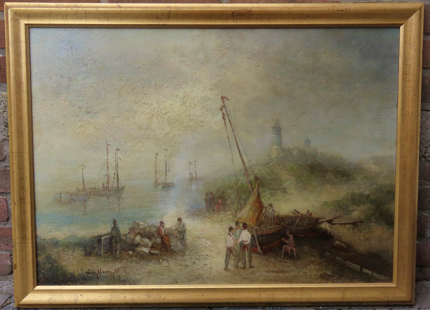 Gerrit Nijland - (ook wel Gerard) Zeegezicht - olieverf op doek kopen? Bied vanaf 150!