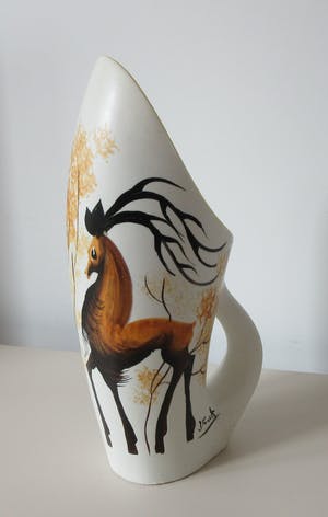 Vallauris Keramiek - Grote amorfe vaas decor herten - Atelier Jacques Fonck kopen? Bied vanaf 42!