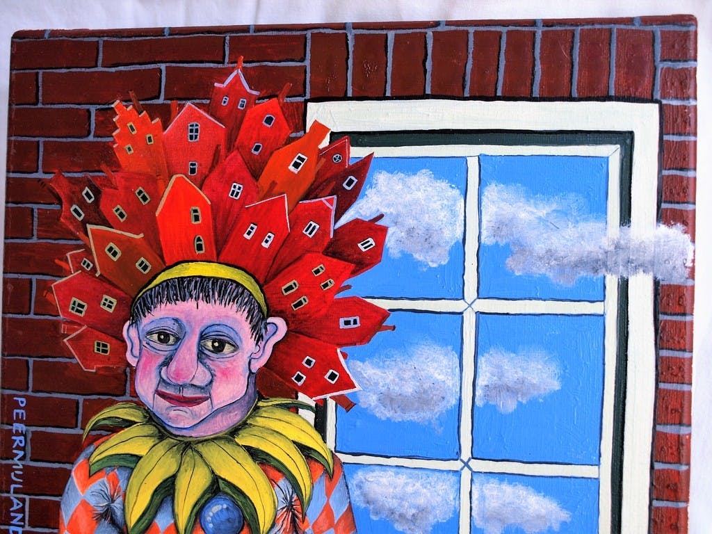 Peer Mijland - Olieverf op doek, De makelaar in Huizen – gesigneerd – 1999  kopen? Bied vanaf 100!