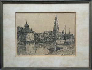 Marius Johannes Janssen - Spanjaardsgat Breda | Ets - ingelijst kopen? Bied vanaf 25!