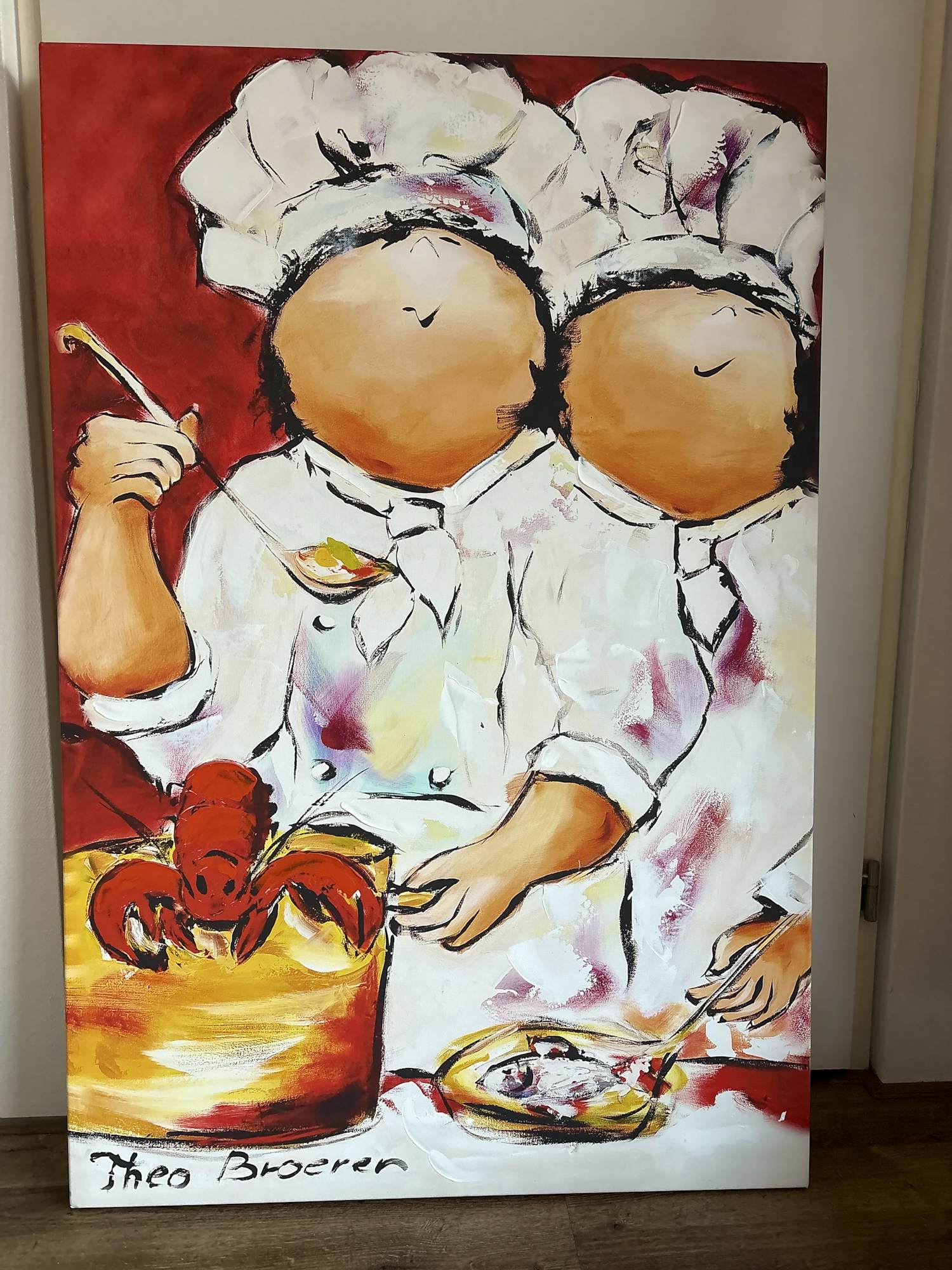 Theo Broeren - Glicée met Acryl op doek „ Kokkerellen 2 „ kopen? Bied vanaf 120!