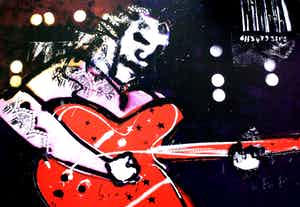 Herman Brood - grote zeefdruk op linnen: Jimmy Hendrix - 2001 verkocht voor € 550!