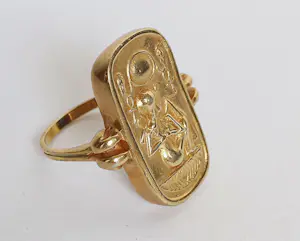 Antieke Egyptian Revival ring Farao Art Deco goud op zilver mt 19,3 kopen? Bied vanaf 75!