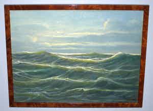 Niet of onleesbaar gesigneerd - zicht op volle zee - olieverf verkocht voor € 10!