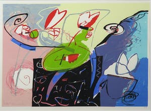 Pieter Vermeulen - Zeefdruk, Op tafel - Ingelijst kopen? Bied vanaf 50!