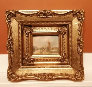 Niet of onleesbaar gesigneerd - Hollandse School 19e eeuw - Landschap met molen - met monogram kopen? Bied vanaf 10!