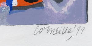 Corneille - en Bert Schierbeek - Zeefdruk en passage uit Een schedel vol stem - Ingelijst kopen? Bied vanaf 1!