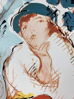 Nic Jonk - kleurenzeefdruk - 'Poserende vrouw' - 1981 kopen? Bied vanaf 129!