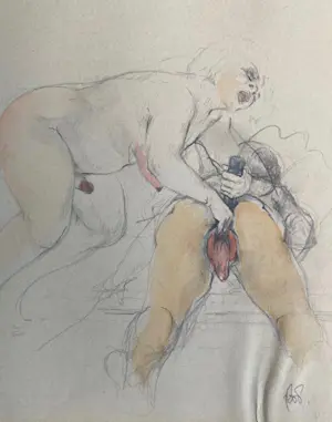 Rolfdieter Schiedrum - Explizit erotisches surrealistisches Original Aquarell mit Bleistift signiert kopen? Bied vanaf 75!