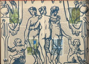 Jan Bollaert - Gemengde techniek/schildering op boek, Drie gratiën - Ingelijst kopen? Bied vanaf 50!