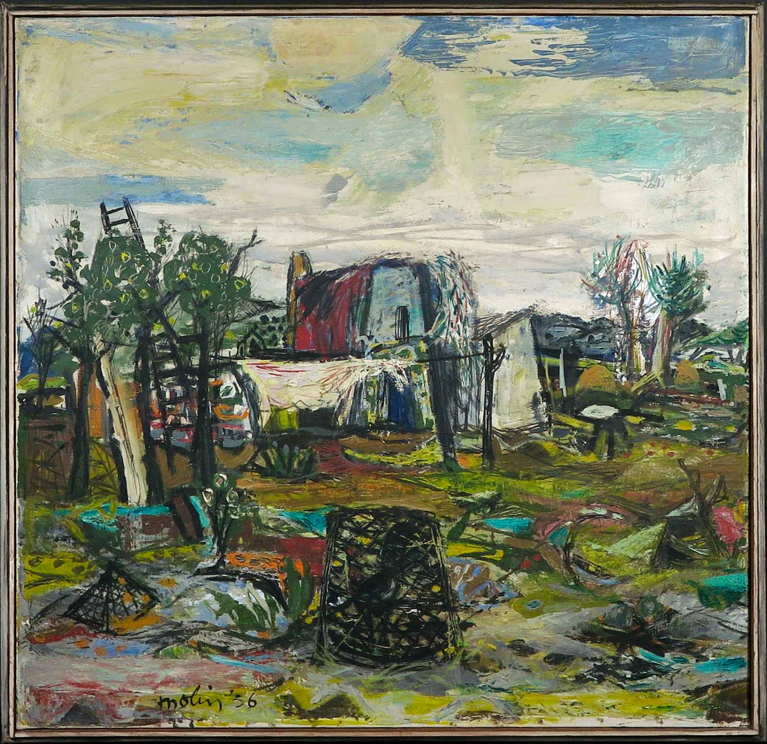 Lei Molin - Olieverf op doek, Zonder titel - Ingelijst verkocht voor € 750!